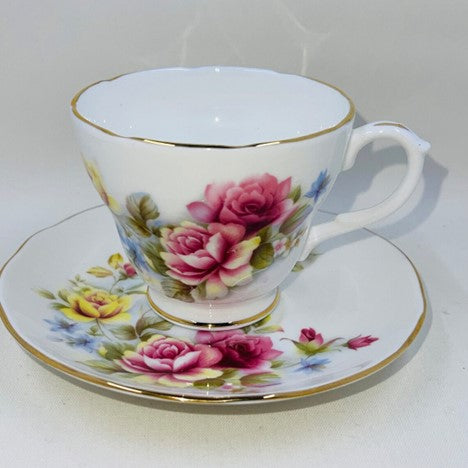 Vintage Duchess China Marie Pattern Pink Roses Set of 6 Trio's Cups Saucers buy and Tea Plates