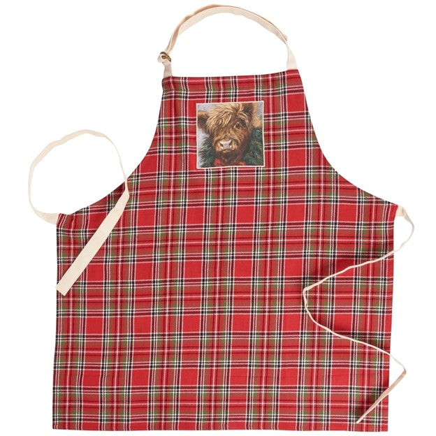 Apron: Red Plaid with Christmas Coo