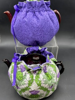 Wrap-Around Tea Cozy: Celtic Scottish Purple Thistles