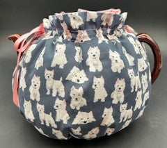 Wrap-Around Tea Cozy: Wee Westies on Black