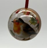 Tea-Filled Ornament: Christmas Robin with Holly