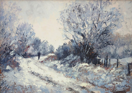 in the bleak midwinter oil painting