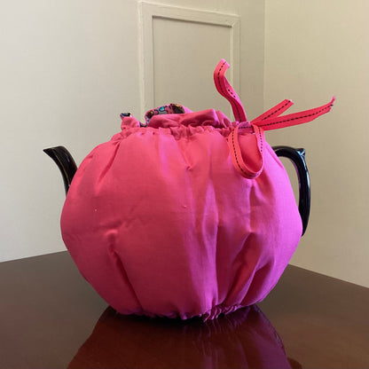 Wrap-Around Tea Cozy: Wildflowers on Grey/Pink Reversible