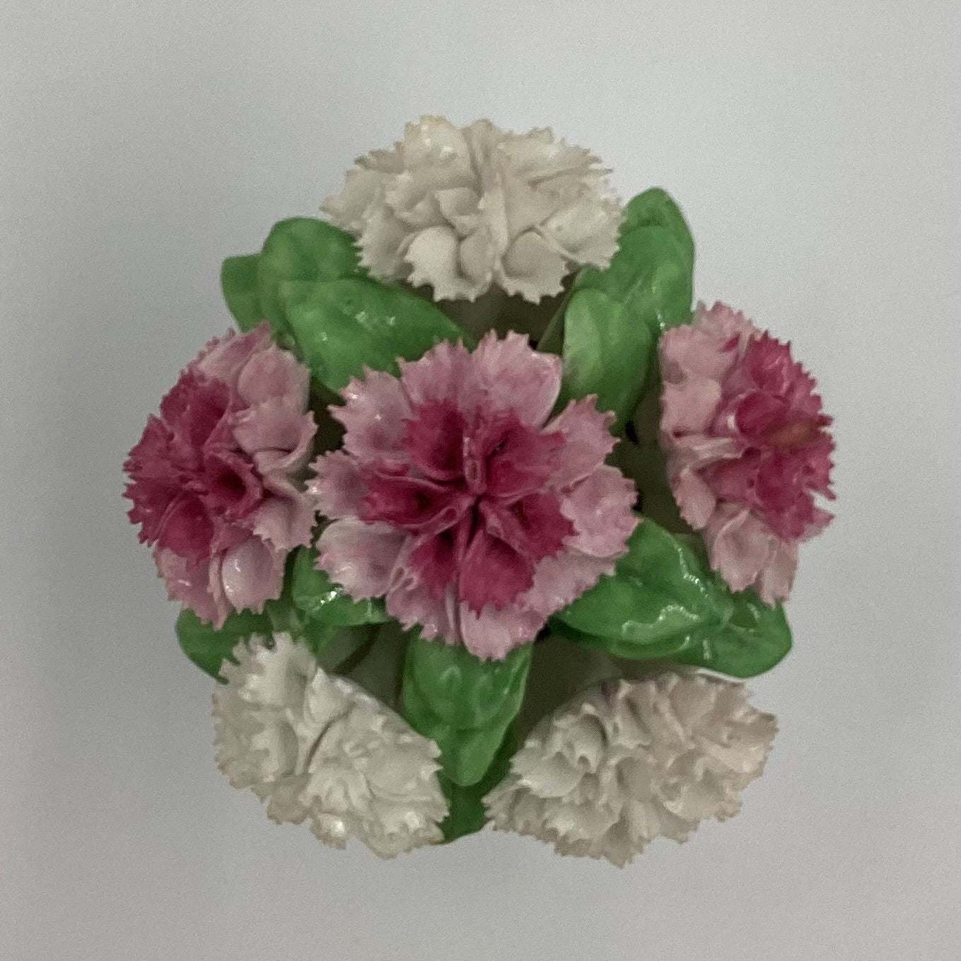 Porcelain Bouquet of Carnations in a Sac