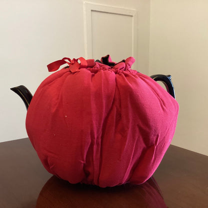Wrap-Around Tea Cozy: Red & Green Tartan/Red Reversible