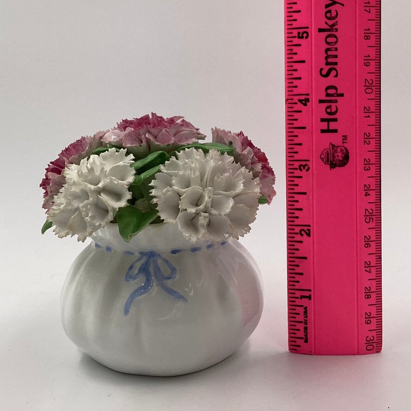 Porcelain Bouquet of Carnations in a Sac