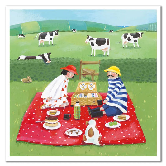 Greeting Card: Picnic with the Cows