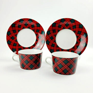 Red Tartan Cup & Saucer
