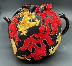 Wrap-Around Tea Cozy: Red & Gold Chinese Dragons