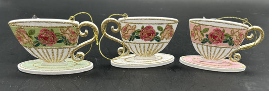 Ornaments: Wooden Teacup and Saucer