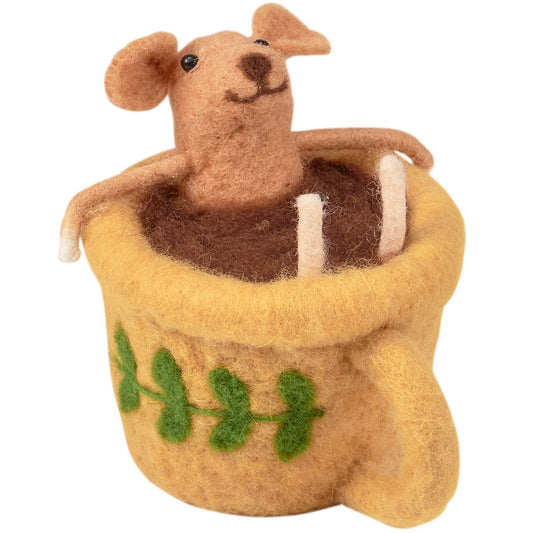 Ornament: Felt Mouse in a Tea Cup