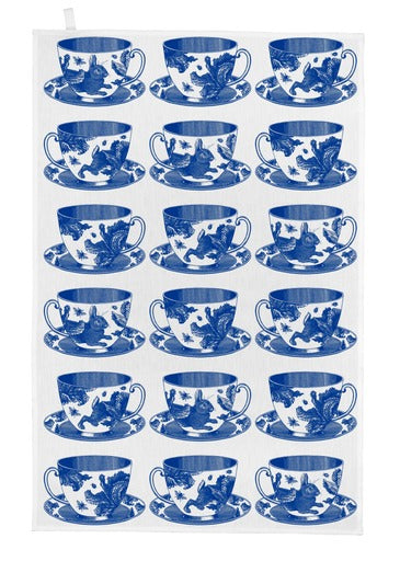 Tea Towel: Blue Tea Cups